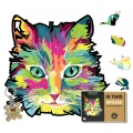 kot w kartonie puzzle drewniane , jigsaw